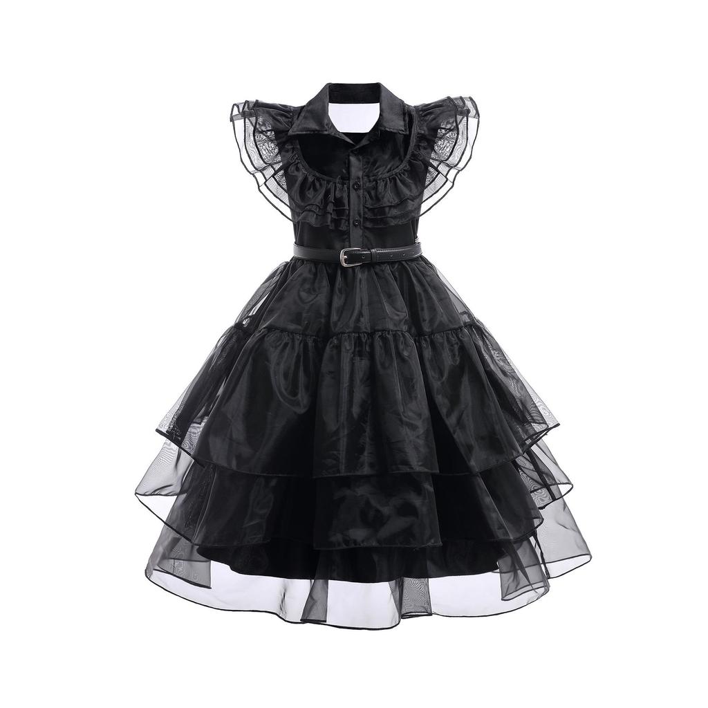 Wednesday Addams Family 2025 Black Princess Dress Halloween Cosplay Costume