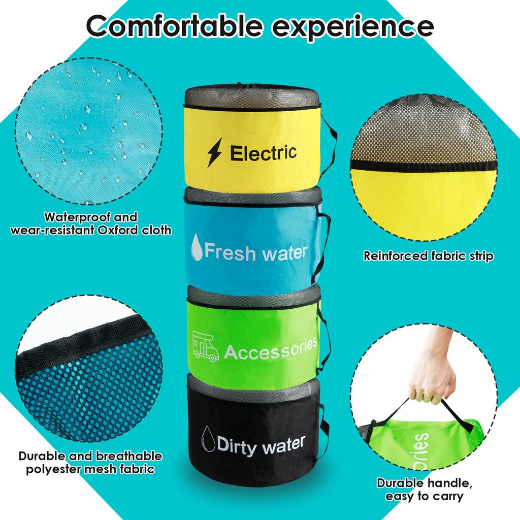 3/4 Stück Wohnmobile Wohnwagen Schlauch Aufbewahrungstasche Wasserdichtes Wohnmobil Zubehör Abwasser Schläuche Kabel Reise Fracht Organizer