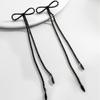 Trendy Rhinestone Long Tassel Earrings Black Alloy Bowknot Pendant Earrings Exaggerated Dangle Statement Drop Earrings Bridal