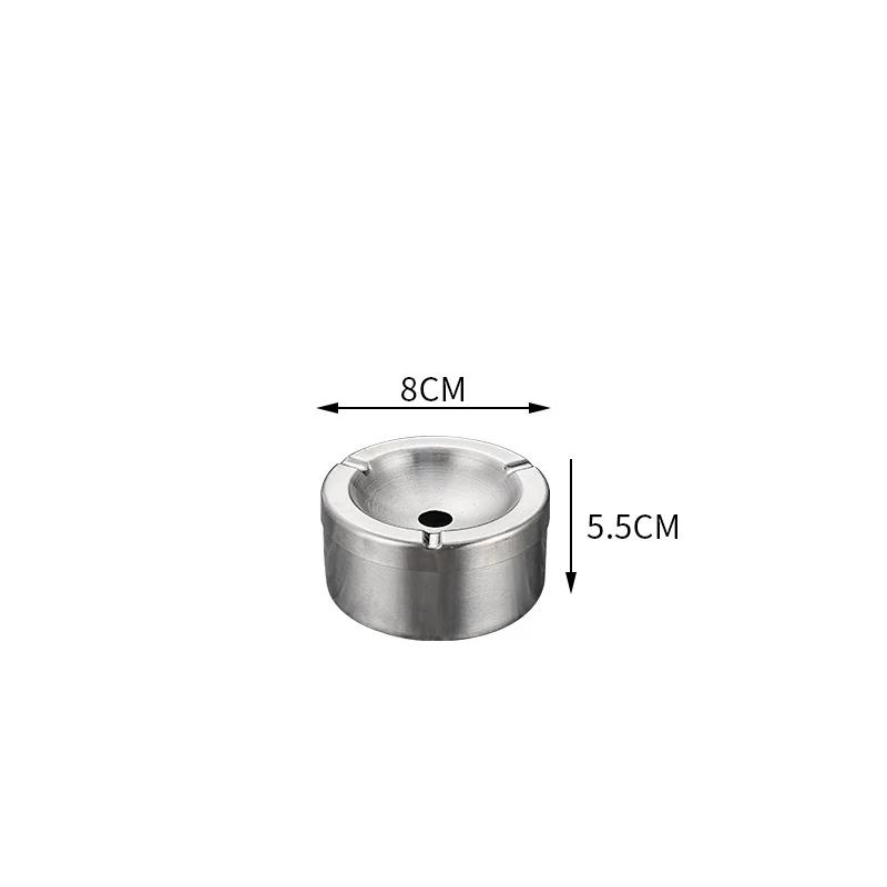 Windproof Stainless Steel Ashtray with Lid - Round Metal Cigarette Tray Smoking Accessories for Car Home Outdoor & Lighters