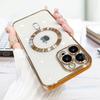 Luxus Plating Charm Logo Loch Hohl Fall Für iPhone 14 13 11 12 Pro XR X XS Max 7 8 Plus SE3 Weiche Transparente Stoßfest Abdeckung