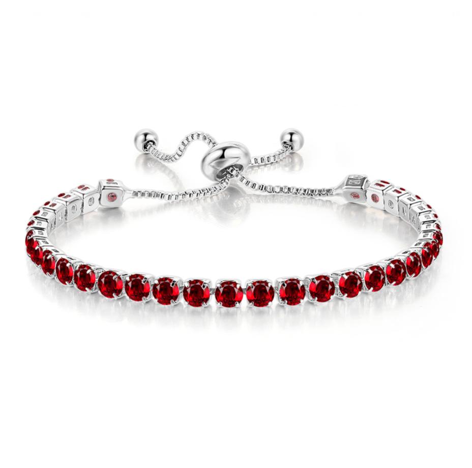 Adjustable Colorful Birthstone Tennis Bracelet for Women Multicolor CZ Crystal Wedding Birthday Gift Hand Jewelry