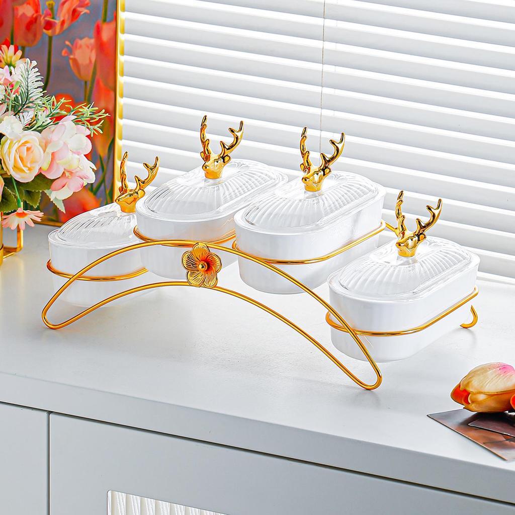 Elegant Iron Art Snack Dish with Compartments: Luxurious Fruit Plate for Home or Hotel
