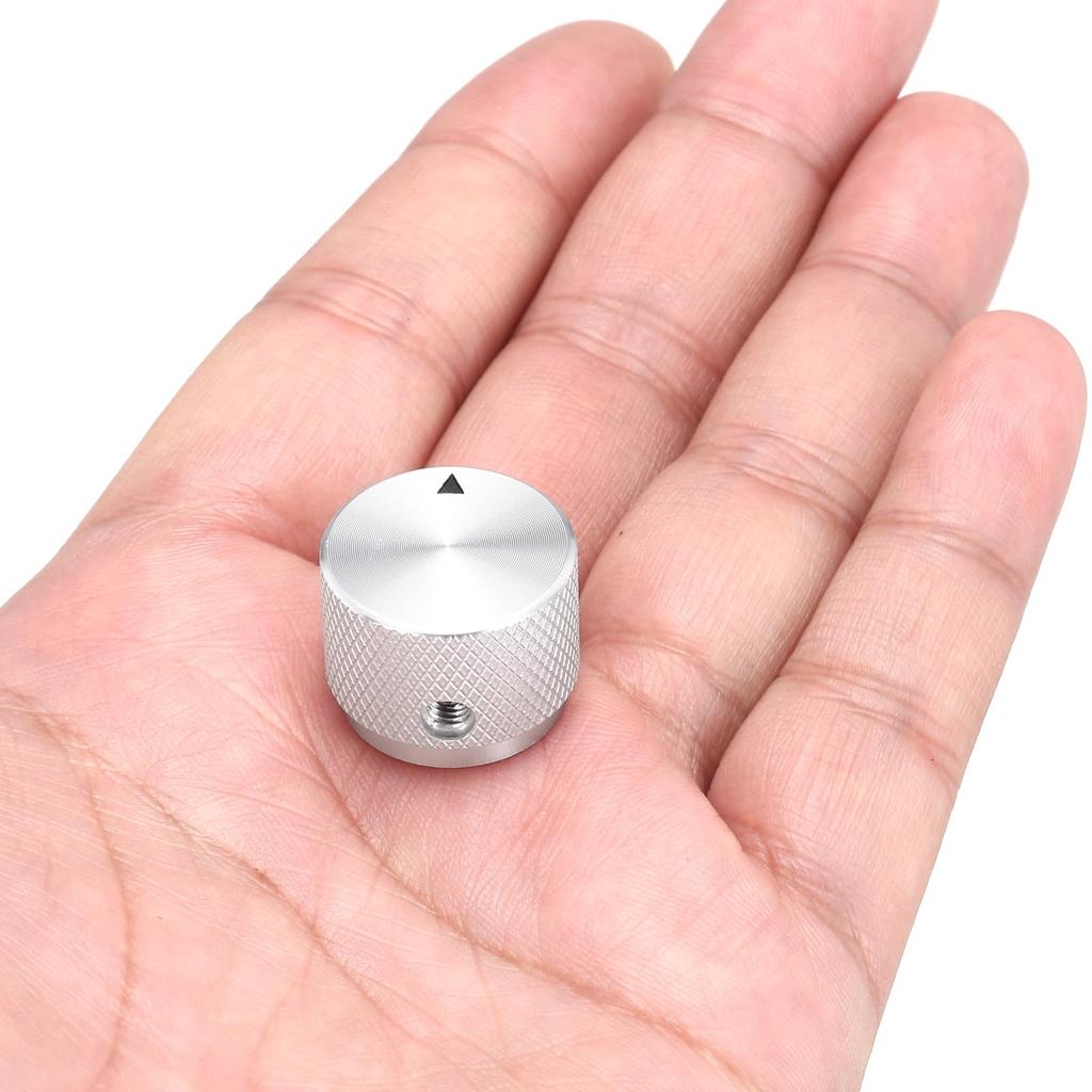 uxcell Aluminum Potentiometer Inner Diameter x Outer Diameter x Universal Volume Control Knobs for Guitar and with Arrow Silver 2-Pack Knobs, 1/4"