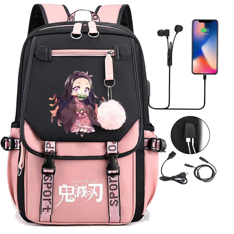 Sun Man Ghost Destroy Peripheral Backpack Large Capacity Teen Student School Bag USB Interface Computer Bag Travel Bag