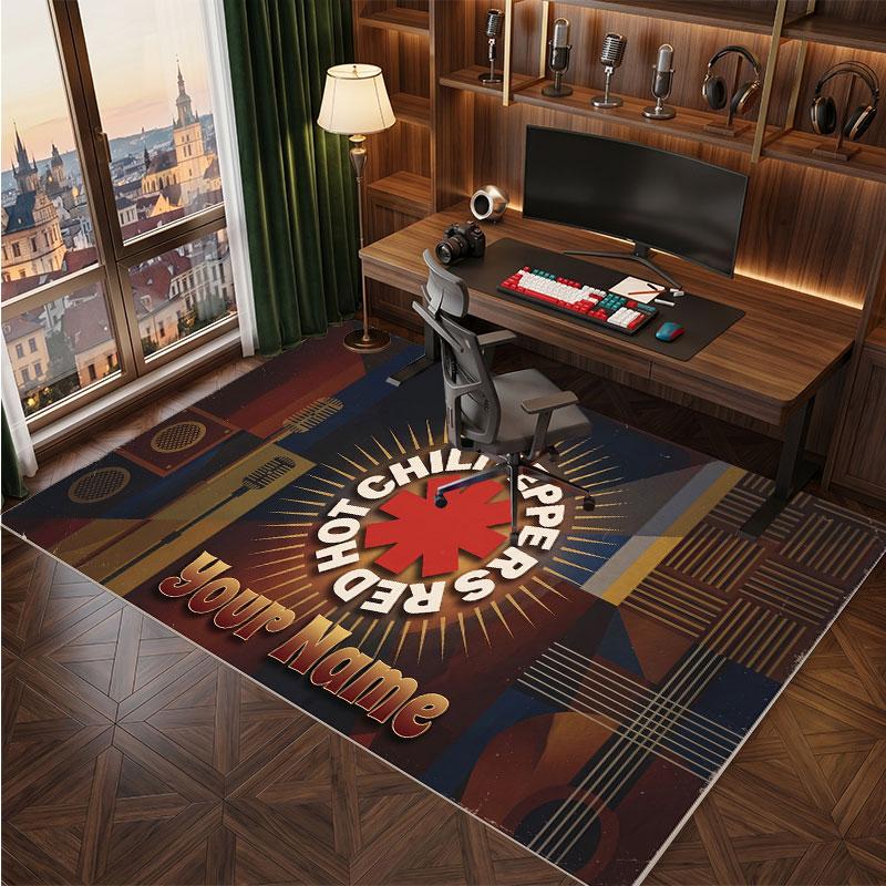 Tappeto in Velluto di Cristallo Personalizzato Red Hot Chili Peppers, Tappeto Morbido Antiscivolo con Testo Nome Personalizzato per Soggiorno Camera da Letto