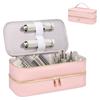 Travel Hair Dryer Carrying Handbag Double Layer Design Waterproof PU Storage Organiser Case Box for Daily Care Items
