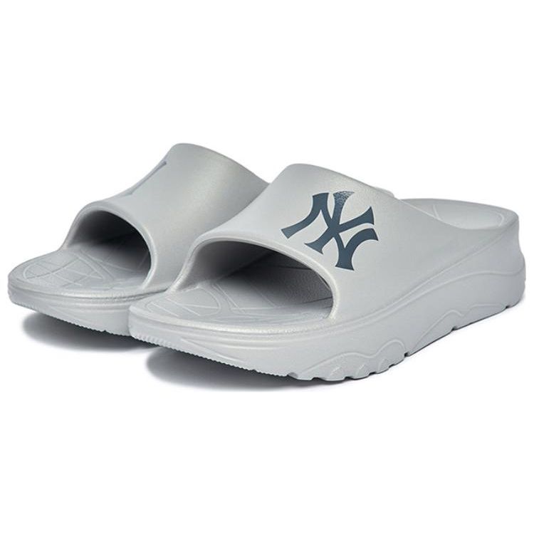 MLB Slipper New York Yankees Thick Sole Fashion Casual Slide Sandals Unisex Footwear Gray Black 3ALPAA123-50GRS