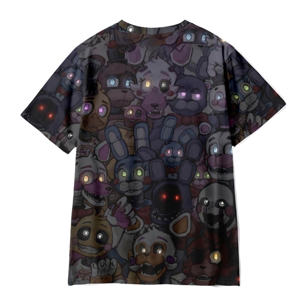 Women Men's T-shirts Five Nights At Freddy's Printed O-Neck Oversized Short Sleeves Fashion Mens Clothing Streetwear