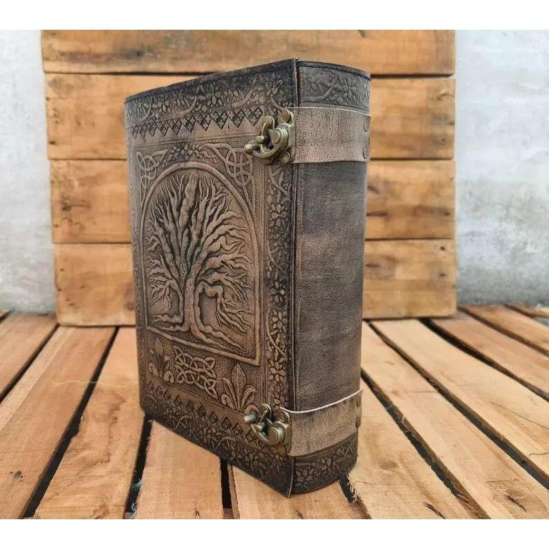 Jurnal mare din piele, jurnal din piele vintage, jurnal arborele vieții, cărți