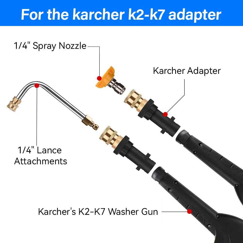 K2-K7k Series Adapter+5 Color Nozzle High Pressure Water Gun Union High Pressure foam Kettle Retrofit Parts Cleaning