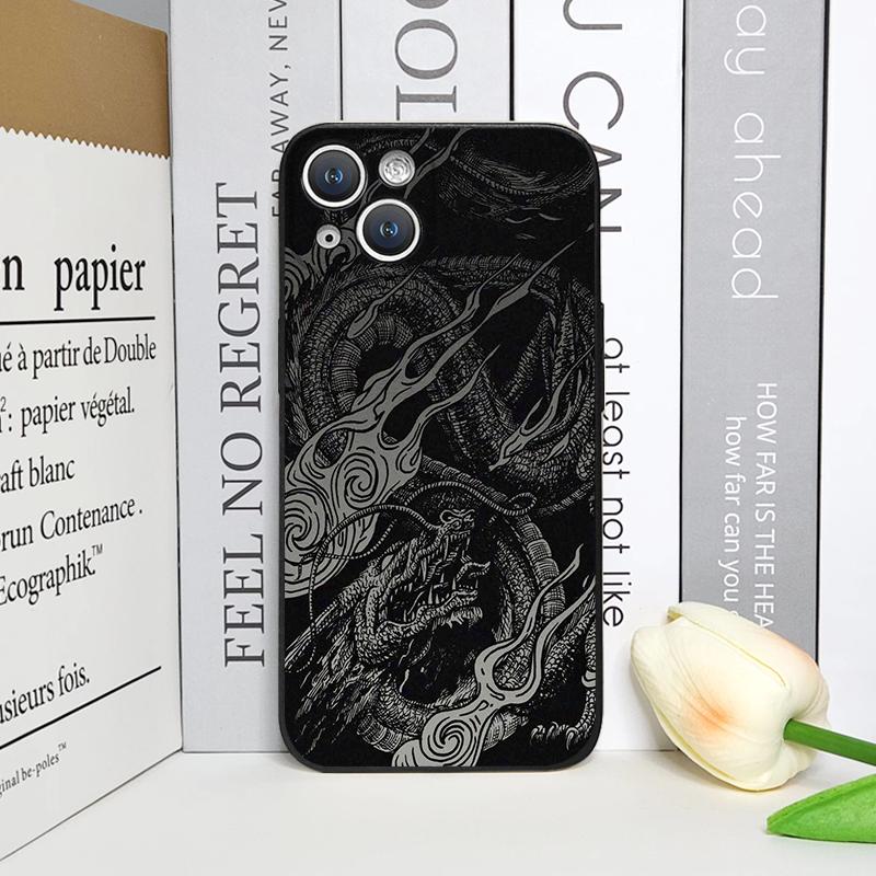 Aesthetic Stylish Cool Black Dragon Printed Phone Case for iPhone 17 16 12 11 14 13 15 Pro Max Mini XS MAX XR 7 Plus Soft Cover