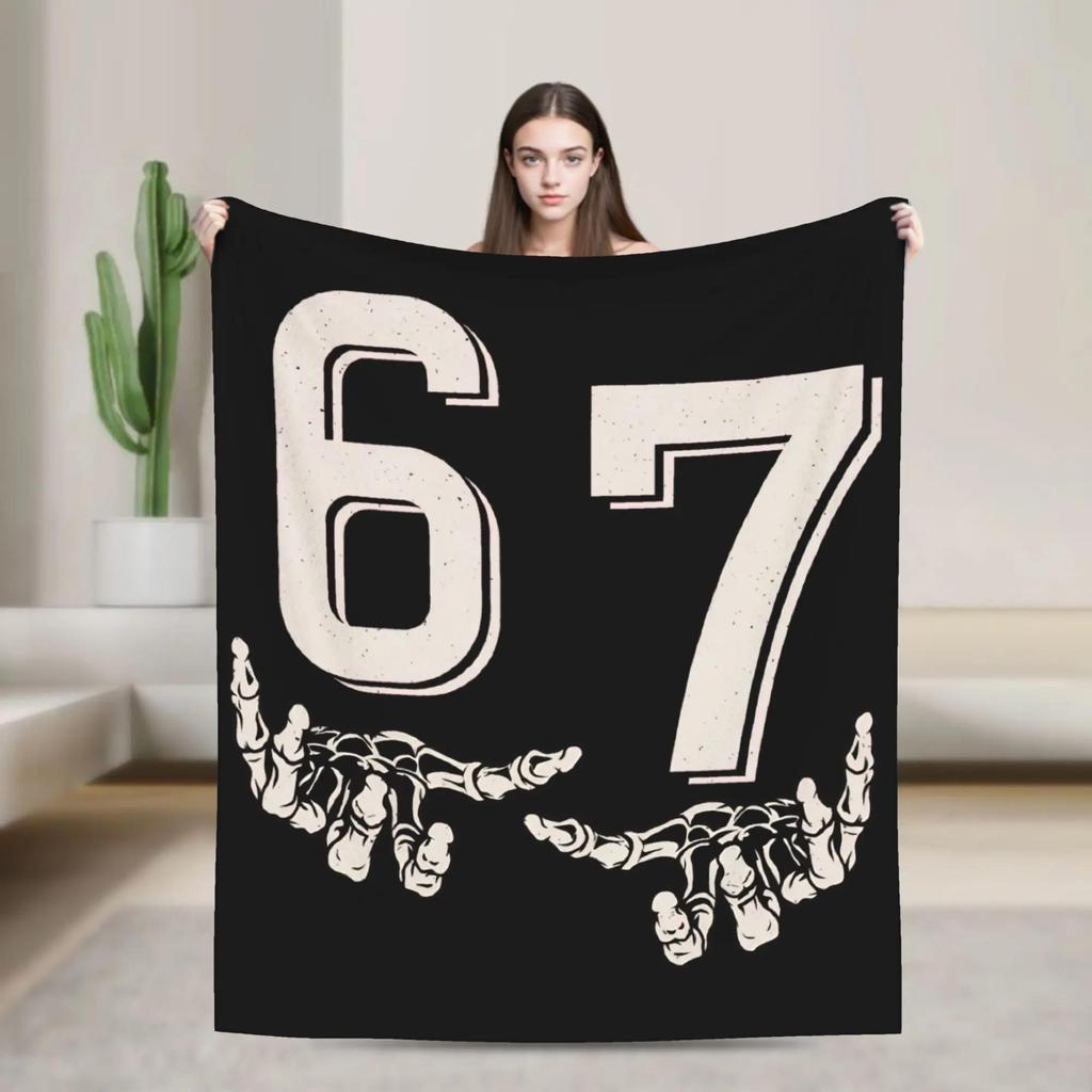 Christmas Humor Santa Says Six Seven  Flannel Blanket Winter Warm Soft Bedding Throws for Kids Couch Chair Fun Bedspread