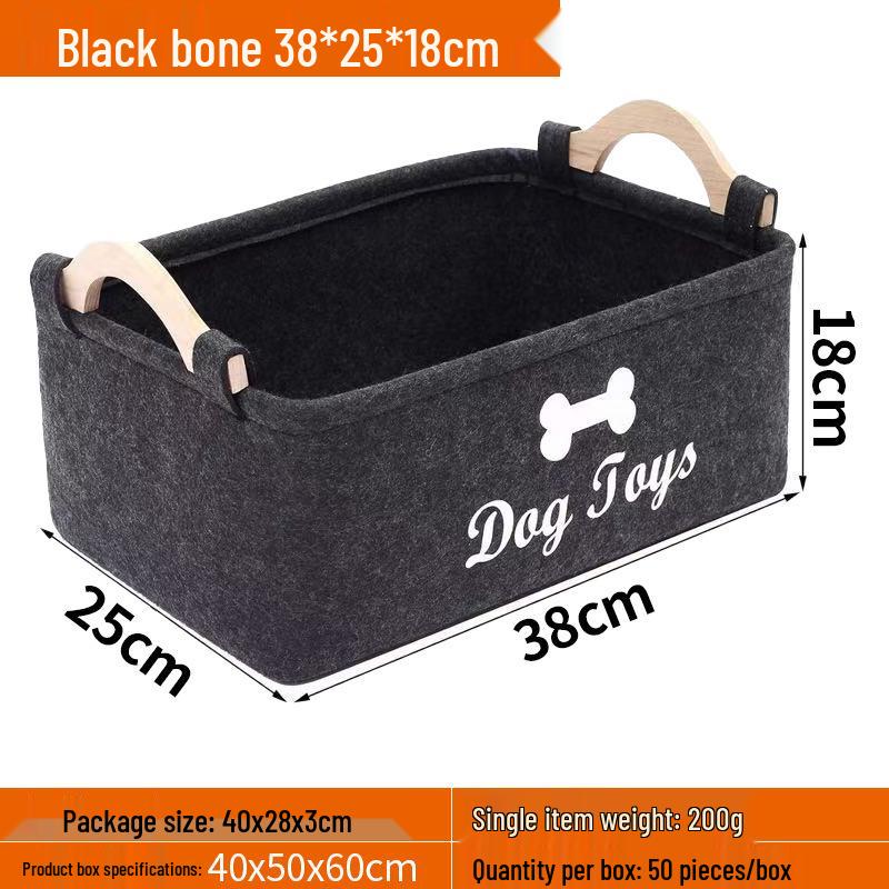 

Фетровая корзина для хранения с деревянной ручкой для игрушек, одежды и закусок 38x25x18cm