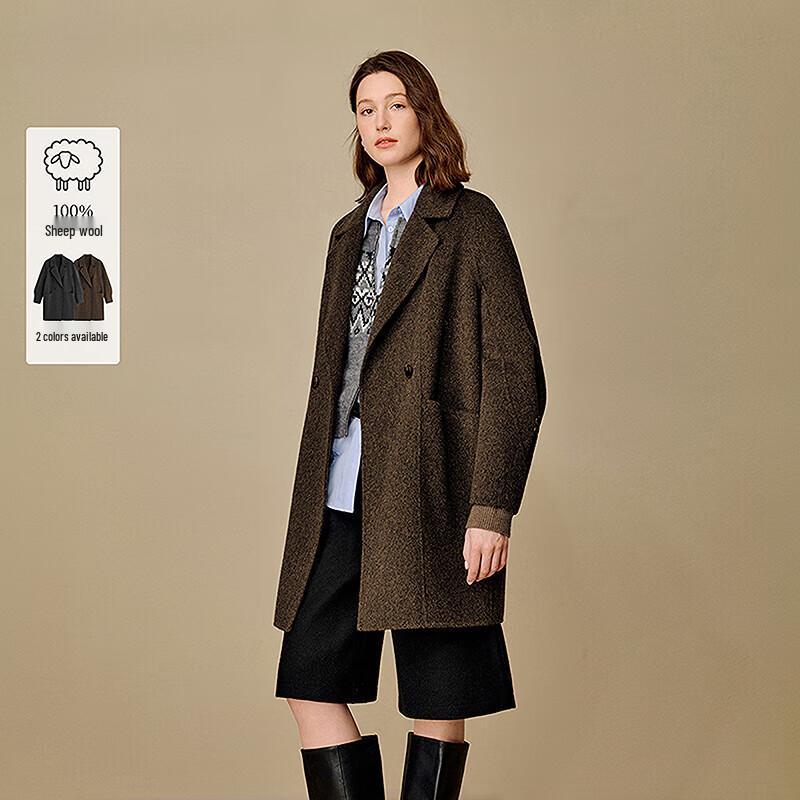 INMAN Pure Merino Wool Revere Collar Double-faced Winter Coat