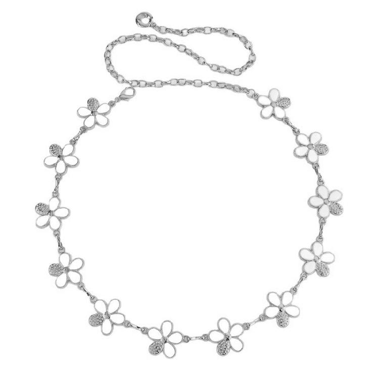 

Delicate Rhinestones Accented Waist Chain Pearls Wedding Belt Soft Adjustable Waist Tie For Bridal Party Clothing серебряный