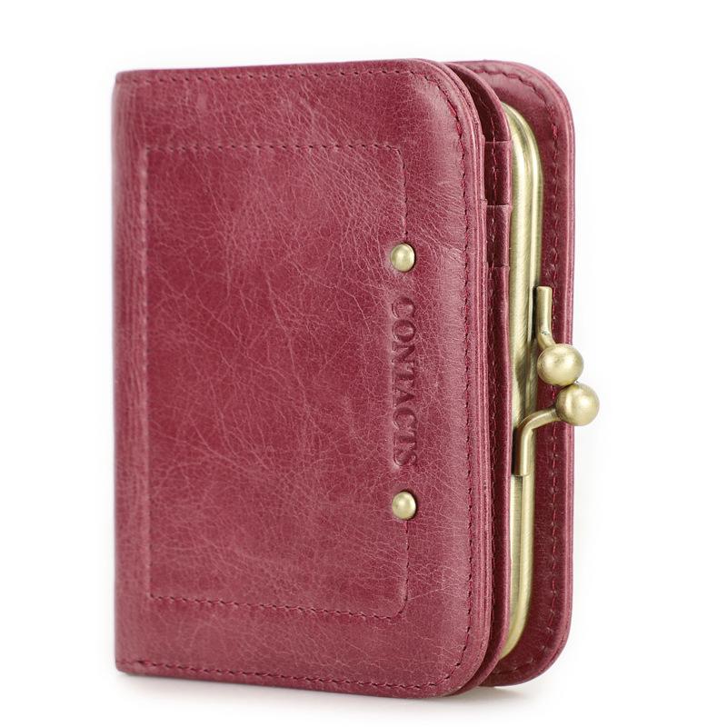 

Black Angel RFID Anti-theft Women’s Genuine Leather Wallet with Metal Hinge and Coin Purse