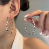 Geometric Hoop Earrings Women 50MM Silver Twist Metal Round Circle Big Dangle Earrings Trendy Jewelry Party Birthday Gift