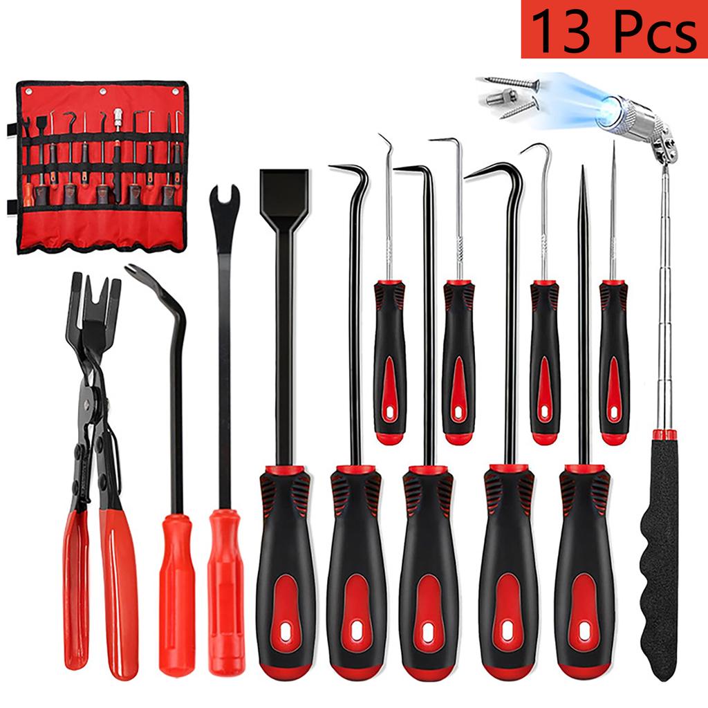 11Pcs Precision Picker And Hook Kit With Scraper And Magnetic Telescopic Toolbox