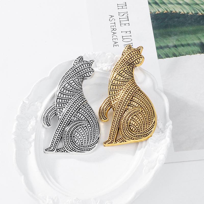 Vintage Cat Brooches For Women Unisex National Style Cat Pet Animal Party Casual Brooch Pin Gifts