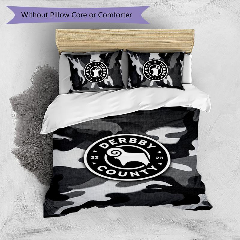 Derby County Football Bedrucktes 3-teiliges Bettwäscheset, Bequemes hautfreundliches Schlafzimmer-Bettbezug-Set
