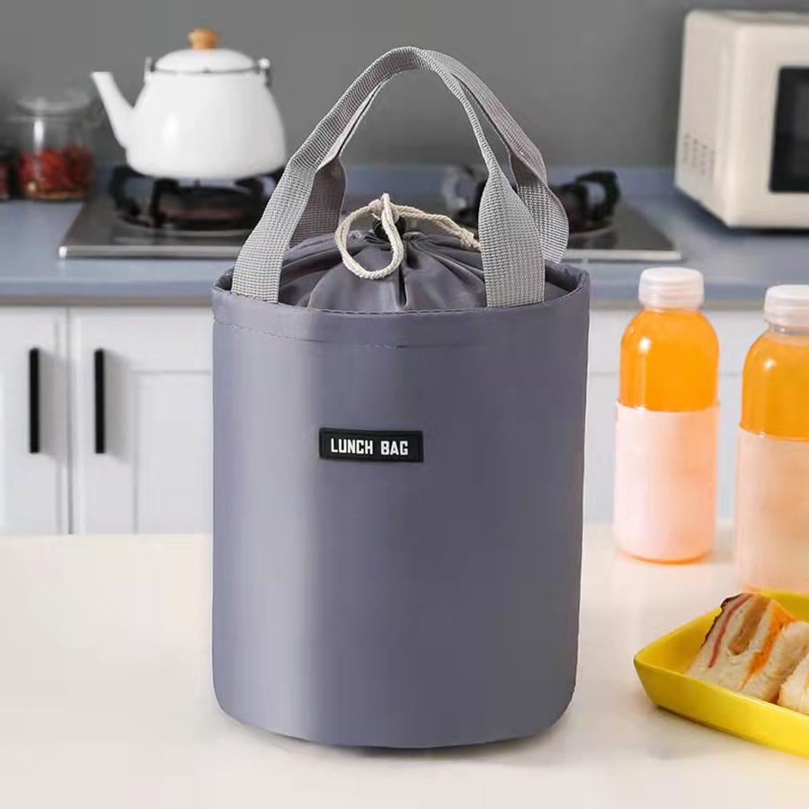 Round Bucket Lunch Box Bag Student Lunch Box Bag Picnic Storage Bag Large Capacity Water Bucket Handbag