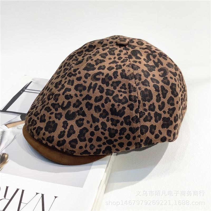Retro Leopard Print Forward Hat Female New Spice Girl Early Autumn Cap Temperament Versatile Painter Beret