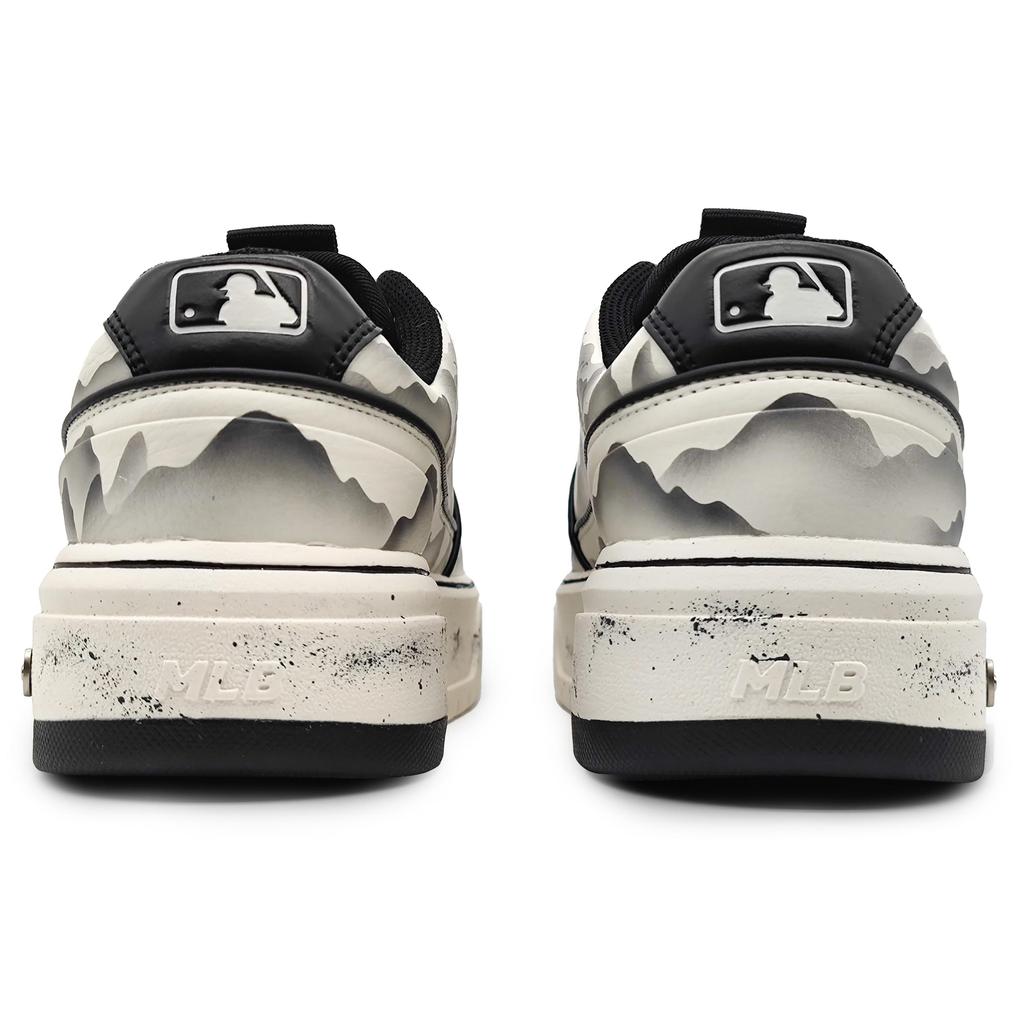 MLB Chunky Liner PU Abrasion Resistant Height Increasing Low top Skateboard Shoes Unisex Black White Gray 3ASXCA12N-50WHS(Team16-)