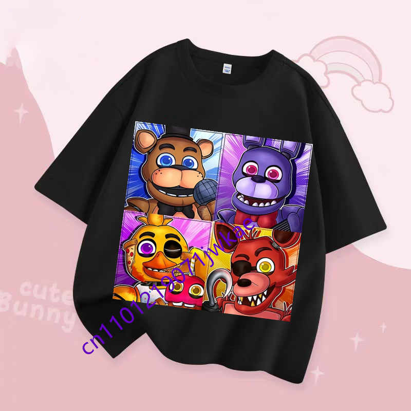 FNAF Prodyšná trička Děti Pět nocí u Freddyho Roztomilý krátký top Kluci Dívky Letní módní tričko Dětské oblečení