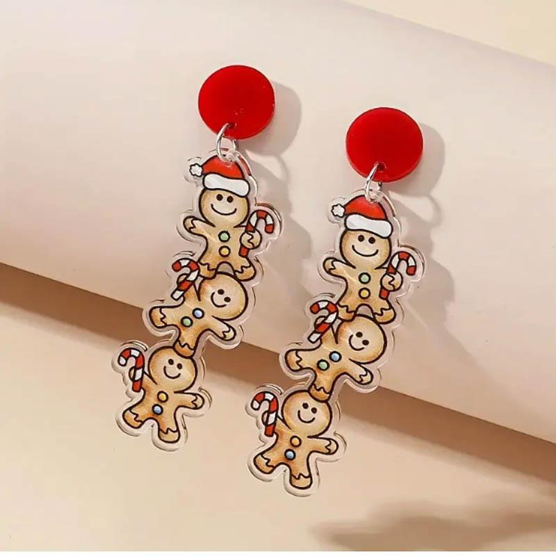 Праздничные серьги «Пряничный человечек» и «Рождественская елка» - Милые мультяшные украшения для девочек