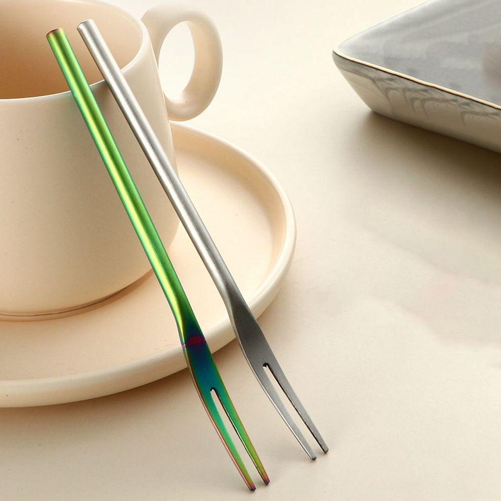 Stainless Steel Sanded Solid Fruit Fork Candy Dessert Food Fruit Toothpick Kitchen Supplies Tableware Utensil