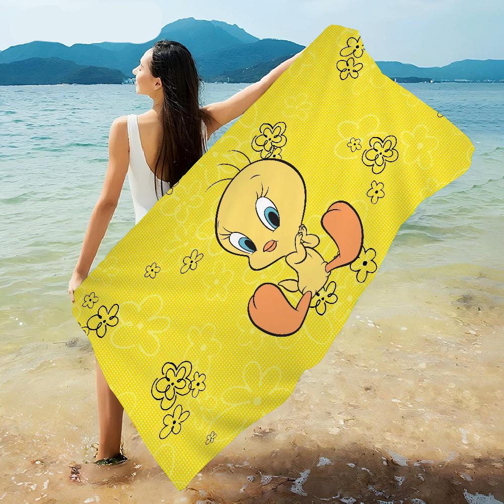 Yellow Cartoon T-Tweetys Bird Beach Towels Shower Towel Sauna Travel Spa Microfiber Quick Dry Gym Accessories Cute Room Decor