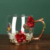 Emaille Glas Tassenset Muster Glas Tasse mit Löffel Emaille Tasse Milch Zitrone Blume Schmetterlinge Tasse