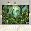 1 vibrant tropical jungle adventure background rich green and leaf polyester flags jungle-themed decorations