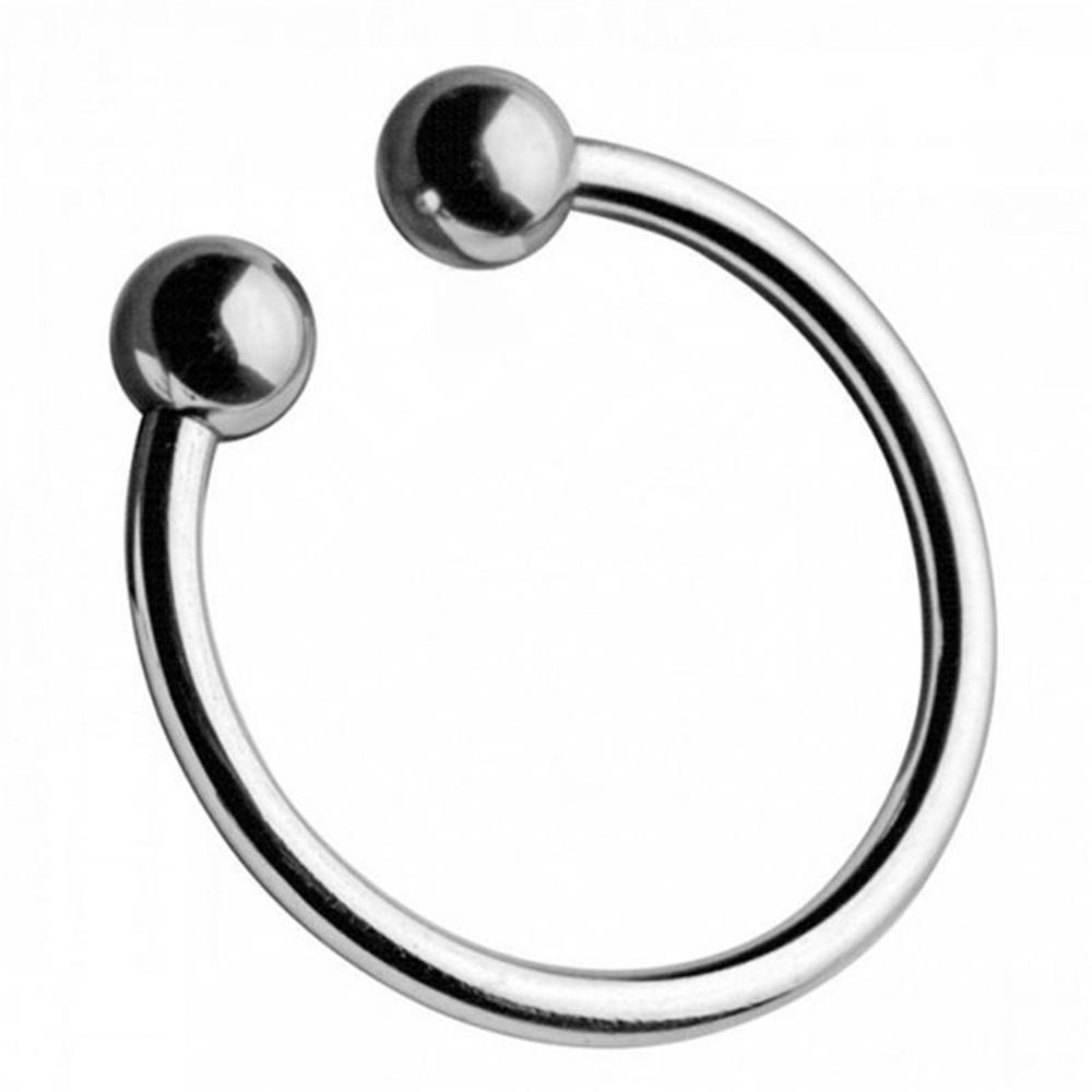 Metal Sex Toys Penis Ring Stainless Steel Lock Fine Ring Double Bead Ring C Ring Penis Ring Spike