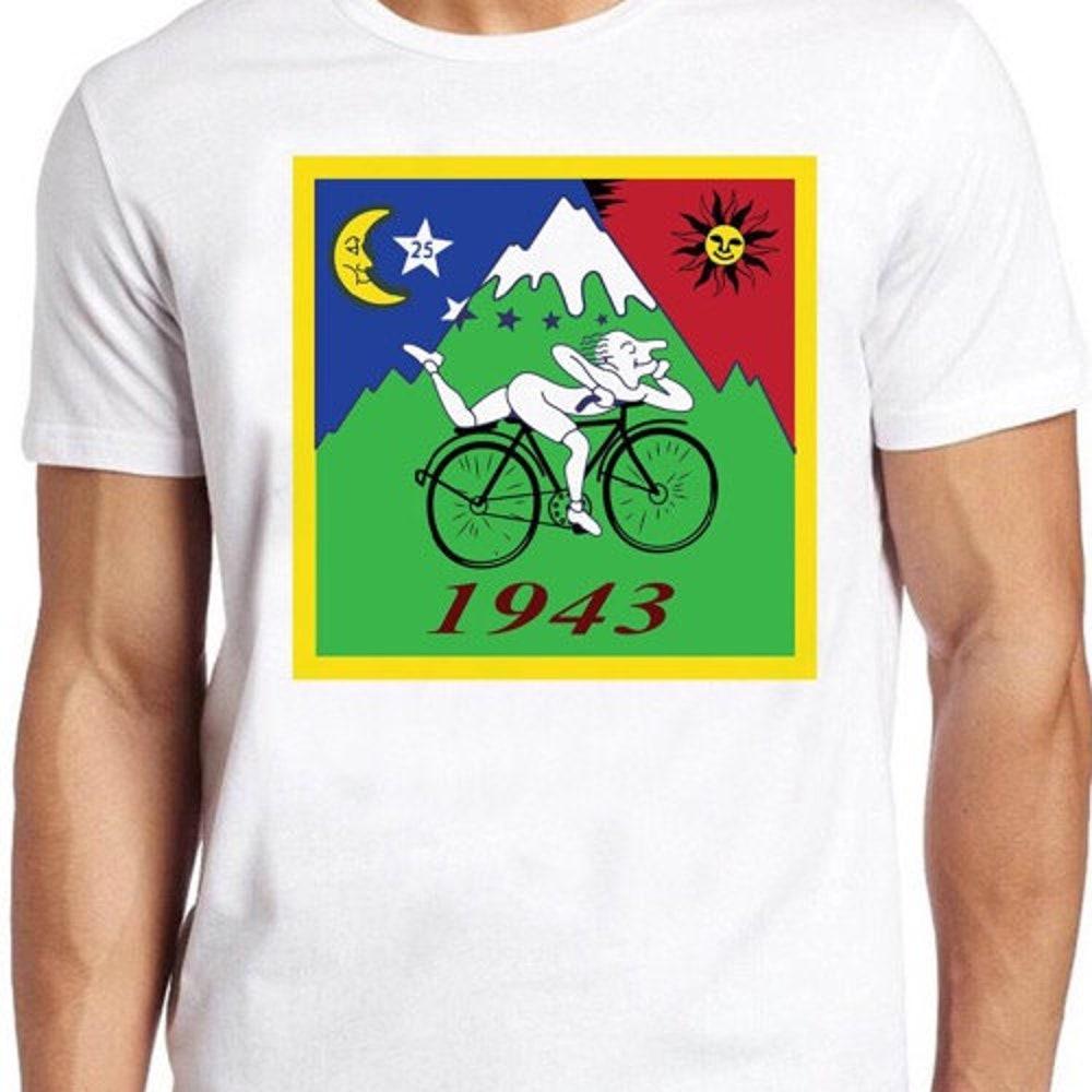 

230GSM 100% Cotton T-Shirt Terence Mckenna Bicycle Day Bike Trip 1943 Lsd Acid Dr Albert Hofmann T Shirt Meme Gift Funny Top Tee Style Unisex Gamer Mo XS белый