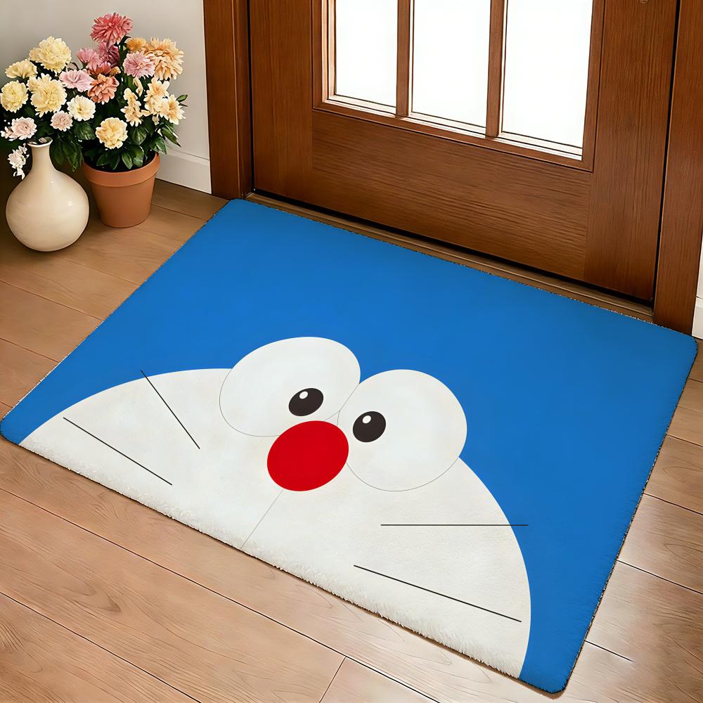 Kwaii Anime D-DoraemonS Floor Mat Cozy Flannel Soft Thick Non-Slip Mat For Living Room Bedroom Kitchen Decor Rugs