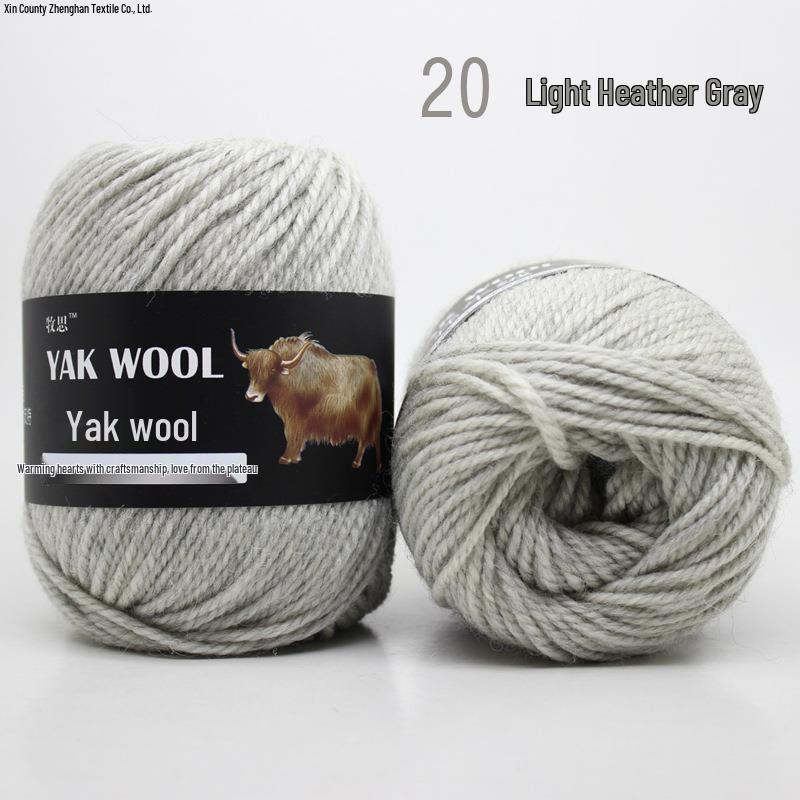 Yak Wool 3-Ply Hand-Knitted Medium-Thick Yarn for Sweaters, Coats, Scarves, and Hats (DIY).