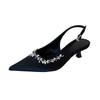 F8688-6 sexy empty shoes 2025 new small fragrant style high heels thin heel French temperament pointed rhinestones