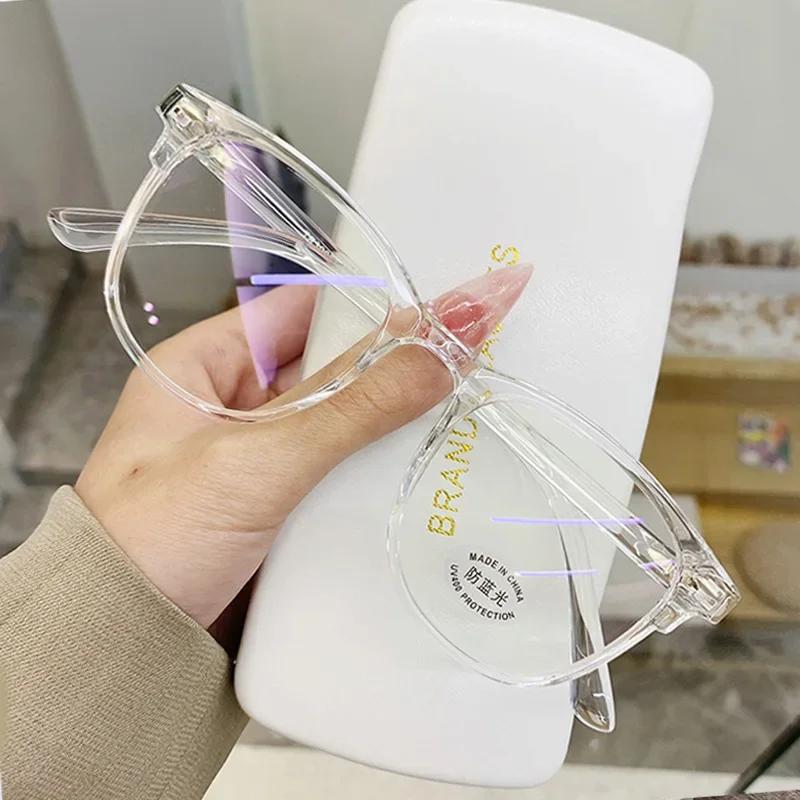 

Anti-Blue Light Flat Glasses Transparent Frame Big Lens Glasses Fashion Simple Round Frame Radiation Protection Eyewear Lunettes