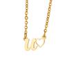 Fashion Initial Pendant Necklace For Women Letter Name Hollow Out Heart Charm Stainless Steel Gold Color Chain Jewelry Gift