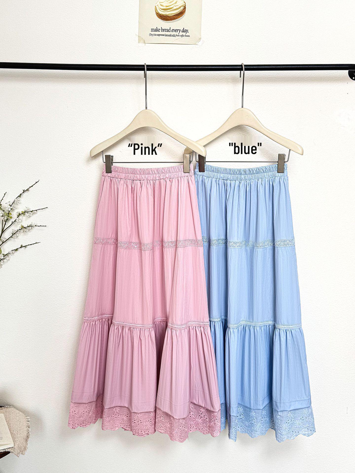 Elegant French High-Waisted Embroidered Jacquard Skirt - Spring/Summer 2026, Loose Layered Versatile Design One Size розовый