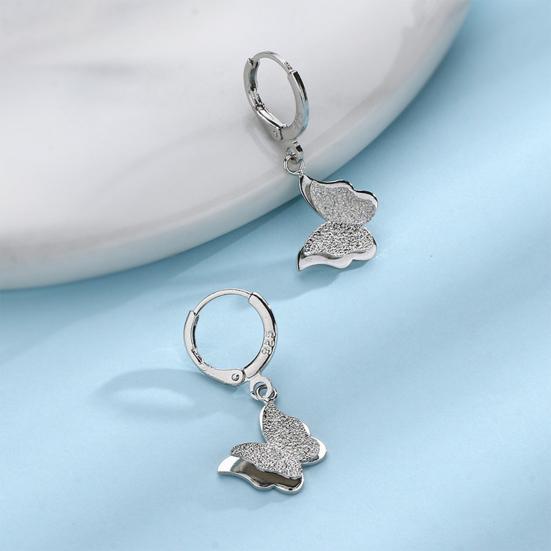 Yousheng 1Pc Drop Earring Minimalist Hypoallergenic Elegant High Gloss Gift Fashion Jewelry Matte Butterflies Women Hoop Earring for Dating