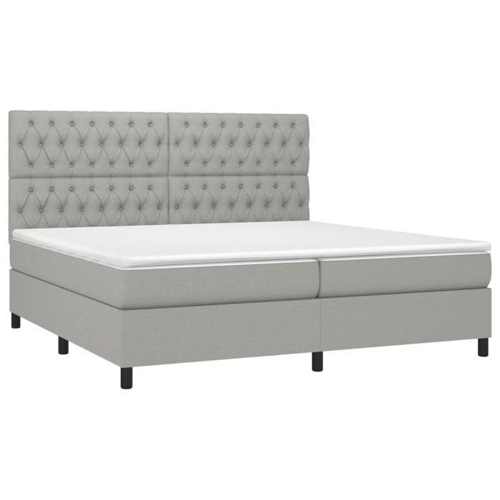 VidaXL Sommier à Lattes de Lit avec Matelas et LED, Lit Rembourré avec Tête de Lit, Lit Double, Lit Adulte de Chambre, 3135141
