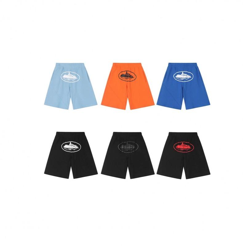 Corteiz Streetwear Short Pants Men Women Alcatraz Ship Print Loose Fit Cotton Shorts