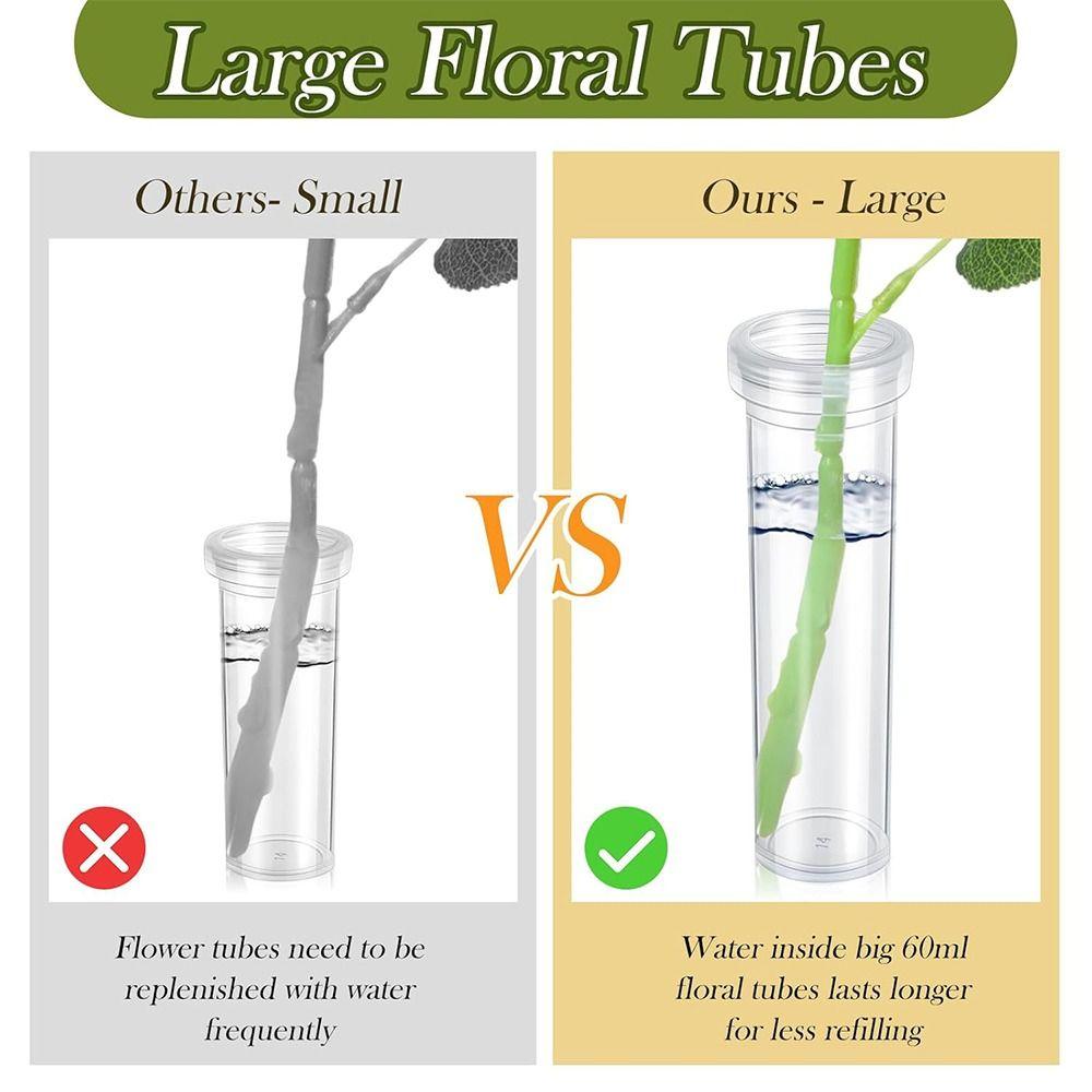 100Pcs Transparent Plastic Flower Preservation Pipe with Caps Nutritional Flower Tube  Flowers Decor