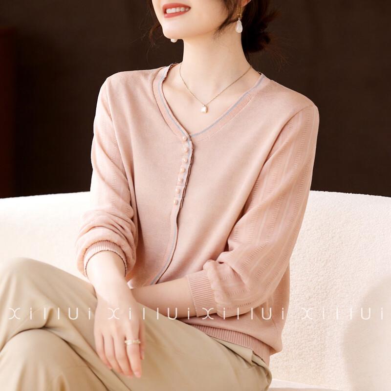 Women s V-Neck Long Sleeve Knit Pullover XL