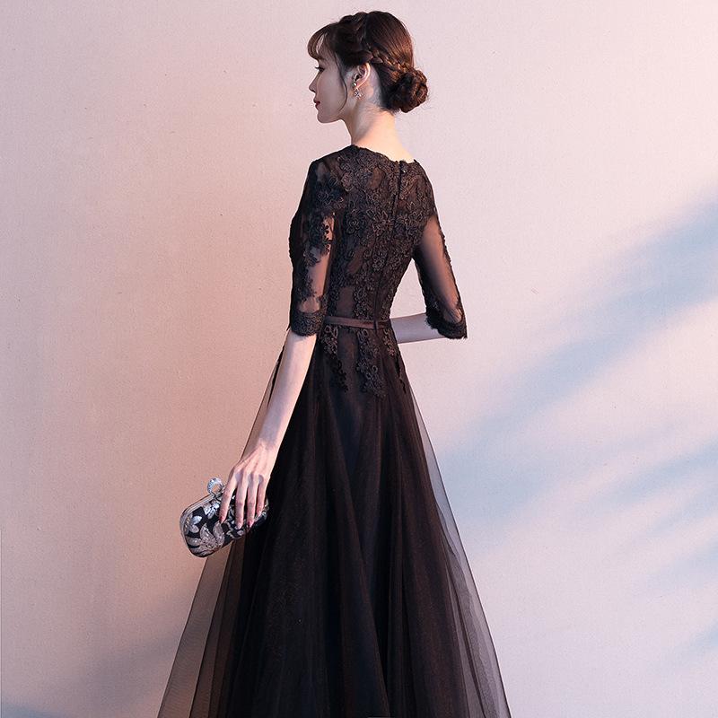 Temperament Evening Dress Women's 1011 Autumn and Summer New Banquet Elegant Long Black Celebrity Annual Meeting Skinny Dress Dress