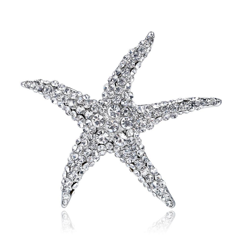 

Alloy Starfish Brooch Pin With Rhinestones For Women Fashion Accessories