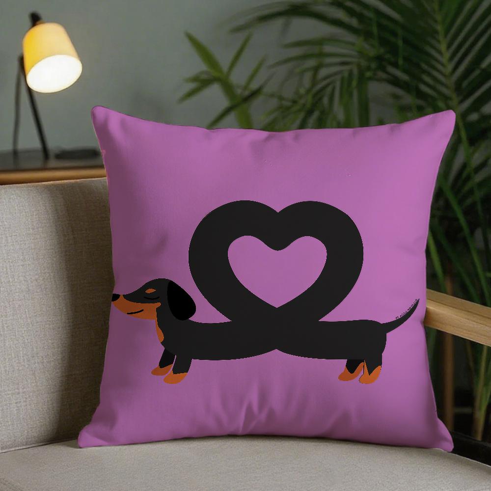 Sausage Dog Dachshund Cute Pillow Case Square DoubleSided Printing Sofa Cushion Cover Pillowcase Bedroom Bedside